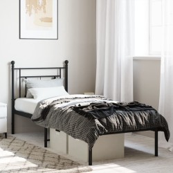 vidaXL Estructura de cama con cabecero metal negro 80x200 cm
