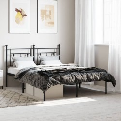 vidaXL Estructura de cama con cabecero metal negro 140x190 cm