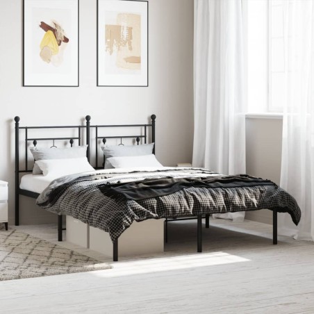 vidaXL Estructura de cama con cabecero metal negro 140x190 cm