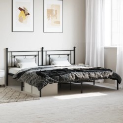 vidaXL Estructura de cama con cabecero metal negro 193x203 cm