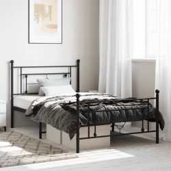 vidaXL Estructura de cama con cabecero y estribo metal negro 107x203cm