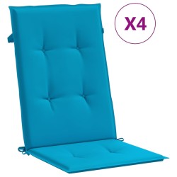 vidaXL Cojín silla de jardín respaldo alto 4 uds tela azul 120x50x3 cm