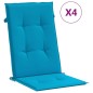 vidaXL Cojín silla de jardín respaldo alto 4 uds tela azul 120x50x3 cm