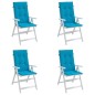 vidaXL Cojín silla de jardín respaldo alto 4 uds tela azul 120x50x3 cm