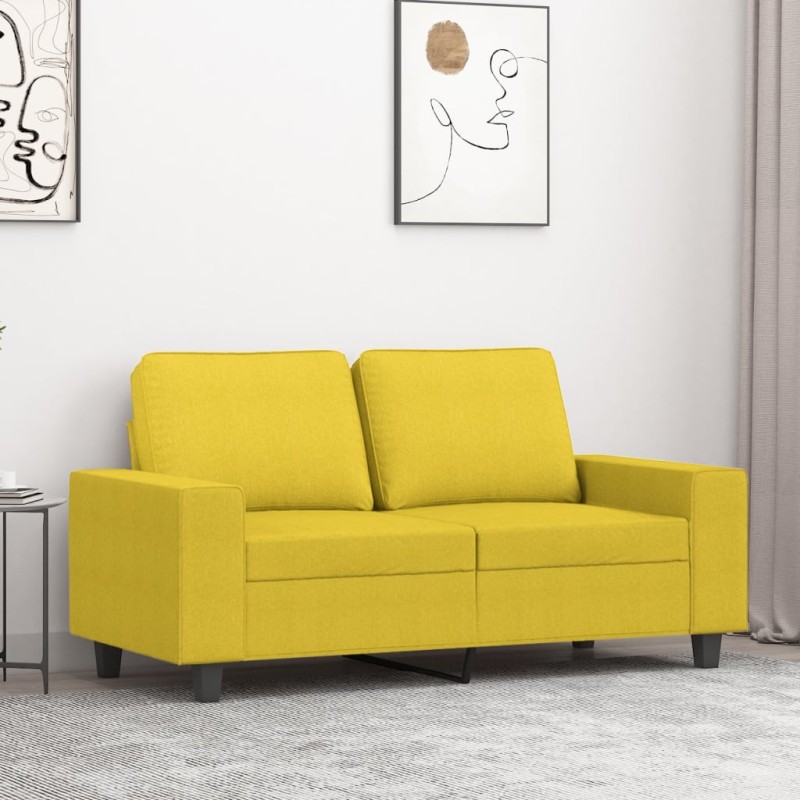vidaXL Sofá de 2 plazas de tela amarillo claro 120 cm vidaXL Sofá de 2 plazas de tela amarillo claro 120 cm