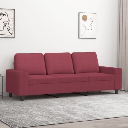 vidaXL Sofá de 3 plazas de tela rojo tinto 180 cm