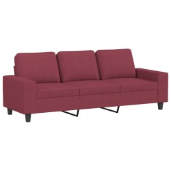 vidaXL Sofá de 3 plazas de tela rojo tinto 180 cm