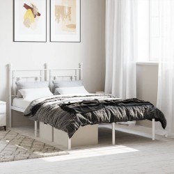 vidaXL Estructura de cama de metal con cabecero blanca 120x190 cm