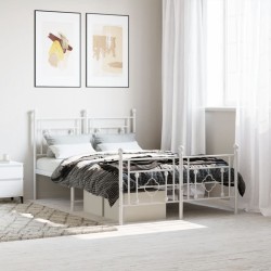 vidaXL Estructura cama metal con cabecero y estribo blanco 120x190 cm