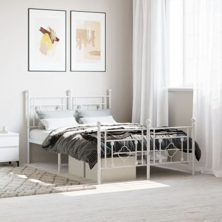 vidaXL Estructura cama metal con cabecero y estribo blanco 120x190 cm