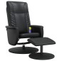 vidaXL Sillón reclinable masaje con reposapiés cuero sintético negro vidaXL Sillón reclinable masaje con reposapiés cuero sintético negro