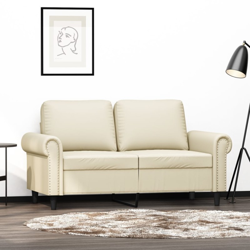 vidaXL Sofá de 2 plazas de cuero sintético color crema 120 cm vidaXL Sofá de 2 plazas de cuero sintético color crema 120 cm