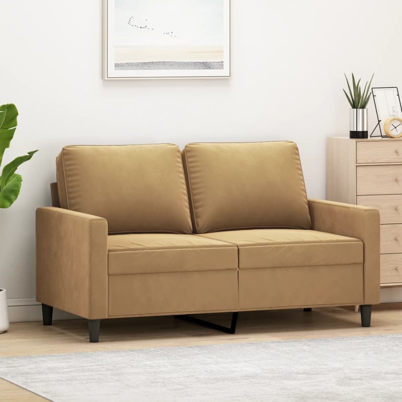 vidaXL Sofá de 2 plazas terciopelo marrón 120 cm vidaXL Sofá de 2 plazas terciopelo marrón 120 cm