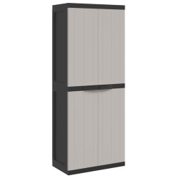 vidaXL Armario de almacenaje exterior PP gris y negro 65x37x165 cm