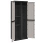 vidaXL Armario de almacenaje exterior PP gris y negro 65x37x165 cm vidaXL Armario de almacenaje exterior PP gris y negro 65x37x165 cm