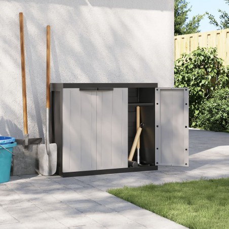 vidaXL Armario de almacenaje exterior PP gris y negro 97x37x85 cm