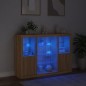 vidaXL Aparador con luz LED 3 piezas madera de ingeniería roble sonoma vidaXL Aparador con luz LED 3 piezas madera de ingeniería roble sonoma