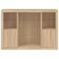 vidaXL Aparador con luz LED 3 piezas madera de ingeniería roble sonoma vidaXL Aparador con luz LED 3 piezas madera de ingeniería roble sonoma