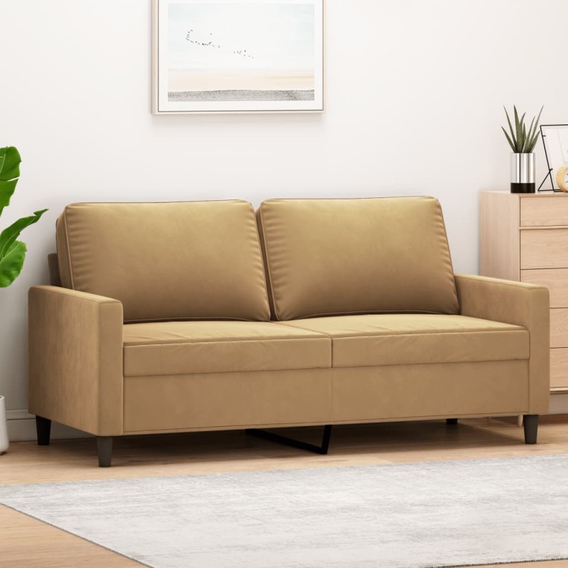 vidaXL Sofá de 2 plazas terciopelo marrón 140 cm vidaXL Sofá de 2 plazas terciopelo marrón 140 cm