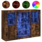 vidaXL Aparador con luz LED 3 pzas madera de ingeniería roble ahumado vidaXL Aparador con luz LED 3 pzas madera de ingeniería roble ahumado