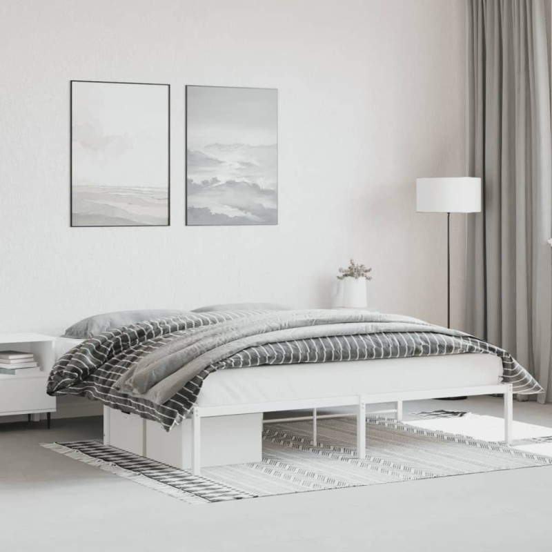 vidaXL Estructura de cama de metal blanco 183x213 cm vidaXL Estructura de cama de metal blanco 183x213 cm