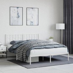 vidaXL Estructura de cama de metal con cabecero blanca 150x200 cm