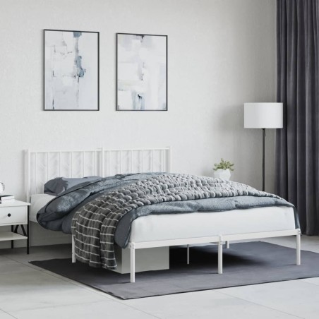 vidaXL Estructura de cama de metal con cabecero blanca 150x200 cm