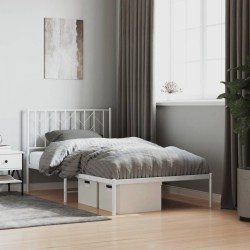 vidaXL Estructura de cama de metal con cabecero blanco 100x200 cm