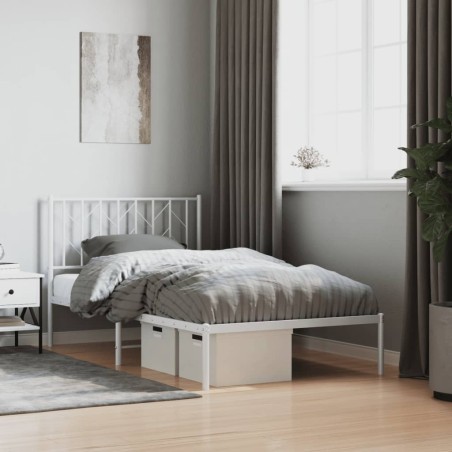 vidaXL Estructura de cama de metal con cabecero blanco 100x200 cm
