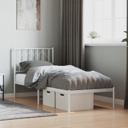 vidaXL Estructura de cama de metal con cabecero blanco 75x190 cm