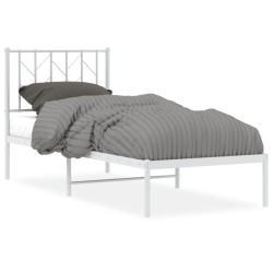 vidaXL Estructura de cama de metal con cabecero blanco 75x190 cm