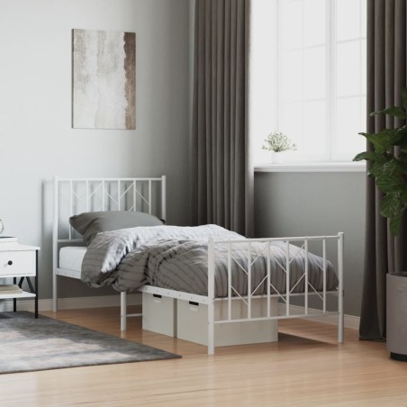 vidaXL Estructura cama metal con cabecero y pie cama blanca 80x200 cm