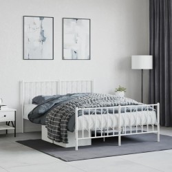 vidaXL Estructura cama metal cabecero y pie de cama blanco 140x190 cm