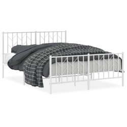 vidaXL Estructura cama metal cabecero y pie de cama blanco 140x190 cm