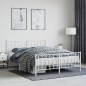 vidaXL Estructura cama metal con cabecero y estribo blanco 150x200 cm vidaXL Estructura cama metal con cabecero y estribo blanco 150x200 cm