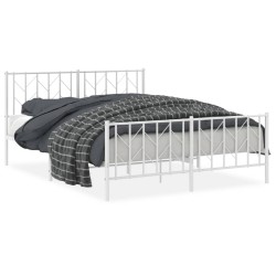 vidaXL Estructura cama metal con cabecero y estribo blanco 150x200 cm