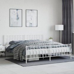 vidaXL Estructura cama metal con cabecero y pie cama blanco 193x203 cm