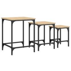 vidaXL Mesas de centro apilables 3 pzas madera ingeniería roble Sonoma
