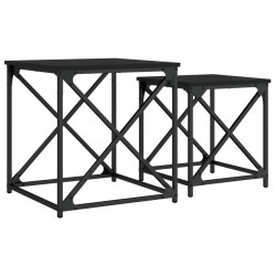 vidaXL Mesas de centro apilables 2 piezas madera de ingeniería negro