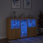 vidaXL Aparador con luces LED roble Sonoma 162x37x100 cm vidaXL Aparador con luces LED roble Sonoma 162x37x100 cm