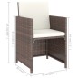 vidaXL Set comedor de jardín 6 piezas y cojines ratán sintético marrón vidaXL Set comedor de jardín 6 piezas y cojines ratán sintético marrón