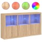 vidaXL Aparador con luces LED roble Sonoma 181,5x37x100 cm vidaXL Aparador con luces LED roble Sonoma 181,5x37x100 cm