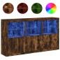 vidaXL Aparador con luces LED roble ahumado 181,5x37x100 cm vidaXL Aparador con luces LED roble ahumado 181,5x37x100 cm
