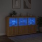 vidaXL Aparador con luces LED roble Sonoma 181,5x37x100 cm vidaXL Aparador con luces LED roble Sonoma 181,5x37x100 cm