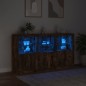 vidaXL Aparador con luces LED roble ahumado 181,5x37x100 cm vidaXL Aparador con luces LED roble ahumado 181,5x37x100 cm