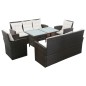 vidaXL Set sofás de jardín 5 piezas y cojines ratán sintético marrón vidaXL Set sofás de jardín 5 piezas y cojines ratán sintético marrón