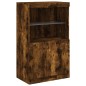 vidaXL Aparador con luces LED roble ahumado 181,5x37x100 cm vidaXL Aparador con luces LED roble ahumado 181,5x37x100 cm