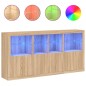 vidaXL Aparador con luces LED roble Sonoma 202x37x100 cm vidaXL Aparador con luces LED roble Sonoma 202x37x100 cm