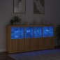 vidaXL Aparador con luces LED roble Sonoma 202x37x100 cm vidaXL Aparador con luces LED roble Sonoma 202x37x100 cm