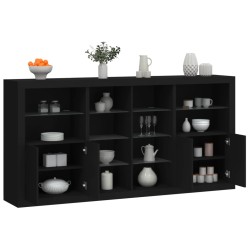 vidaXL Aparador con luces LED negro 202x37x100 cm